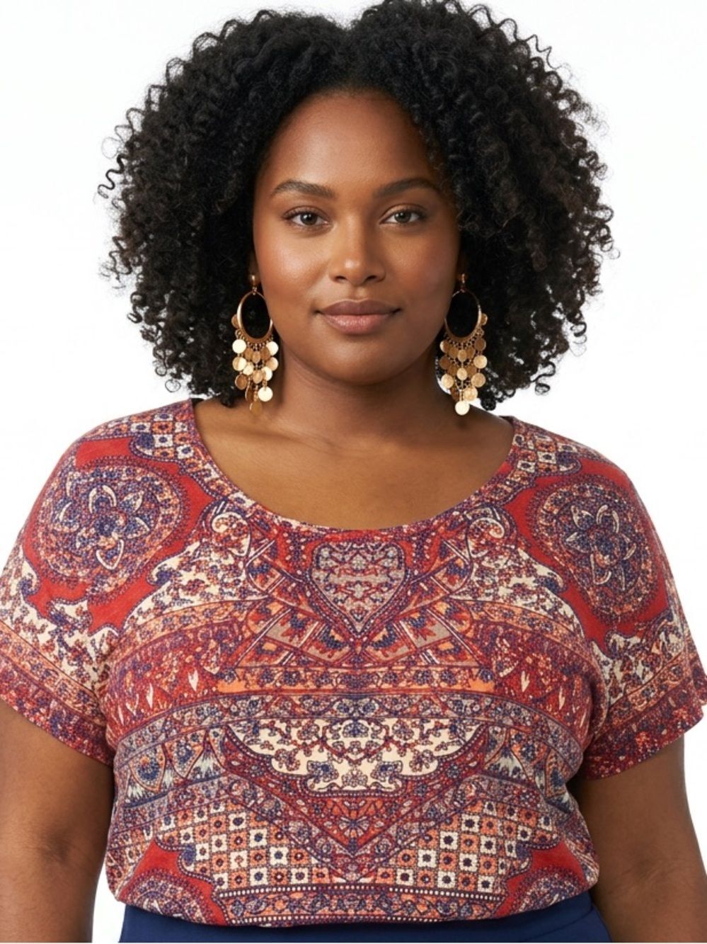 LUCKY BRAND | Orange Boho Patterned Short Sleeve Scoopneck Top Women’s Size 3X